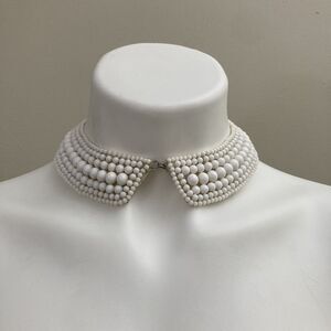 Vintage 1950s Faux Pearl Collar Choker Made in Japan Glam Retro Bib Necklace